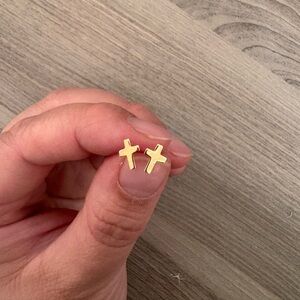 Bloomingdale’s 14K Gold Cross Earrings